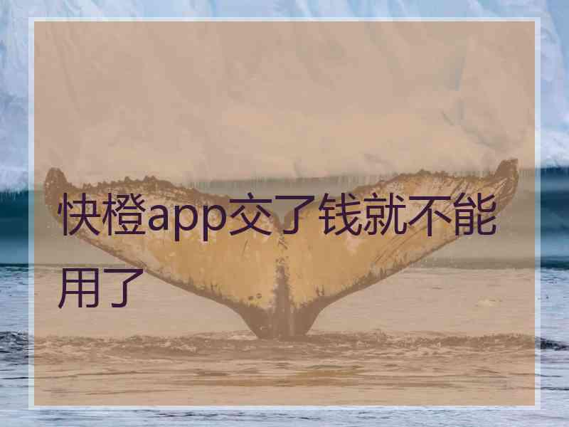 快橙app交了钱就不能用了