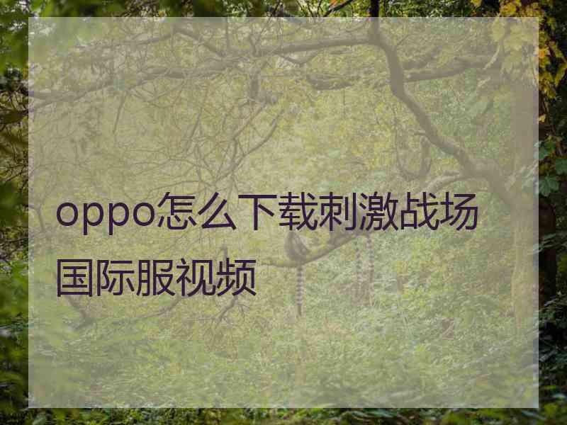 oppo怎么下载刺激战场国际服视频