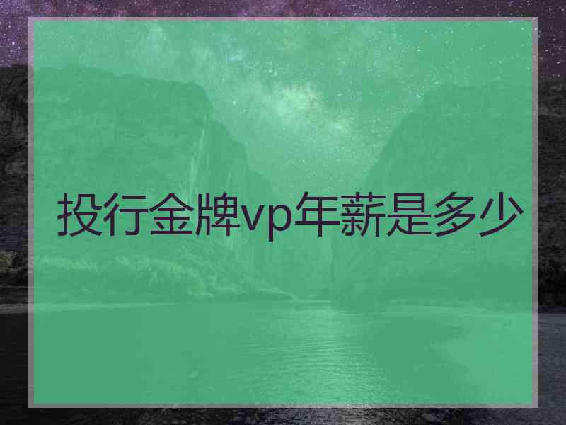 投行金牌vp年薪是多少