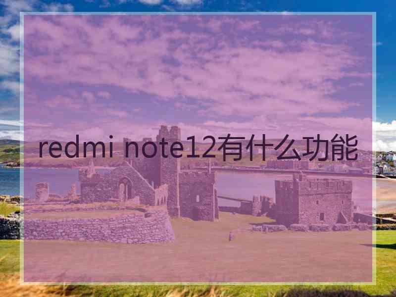 redmi note12有什么功能