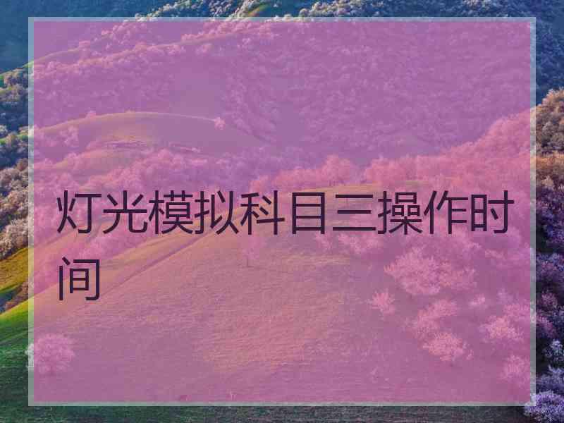 灯光模拟科目三操作时间