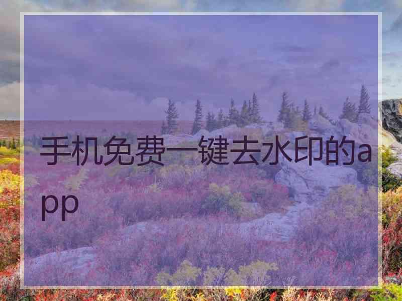 手机免费一键去水印的app