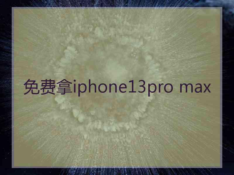 免费拿iphone13pro max