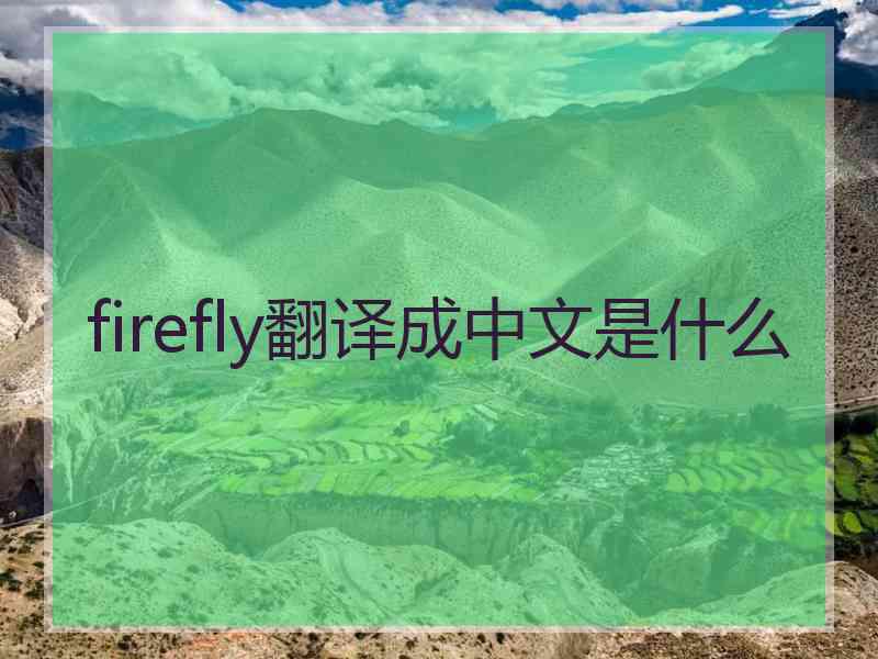 firefly翻译成中文是什么