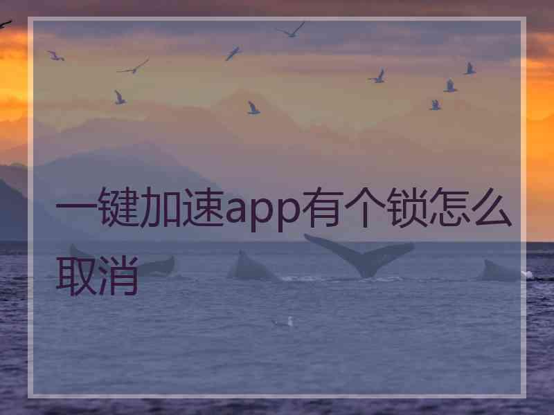 一键加速app有个锁怎么取消