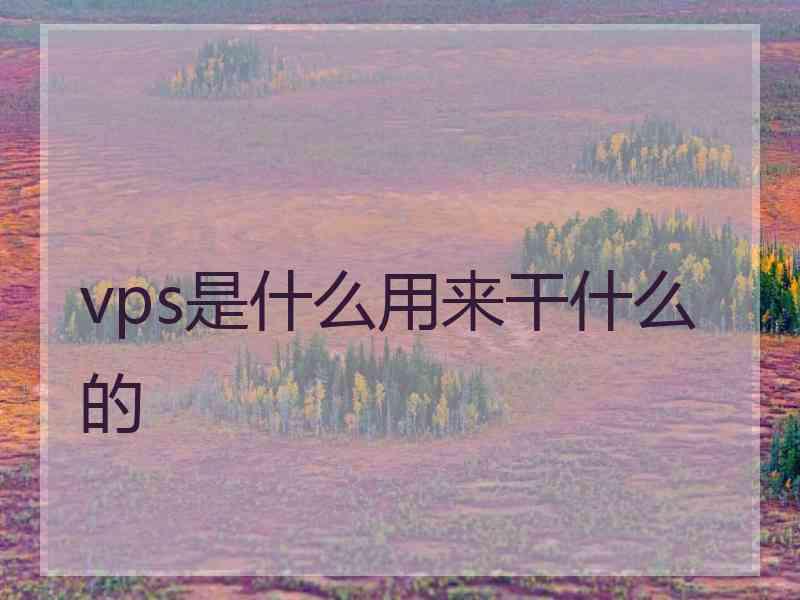 vps是什么用来干什么的