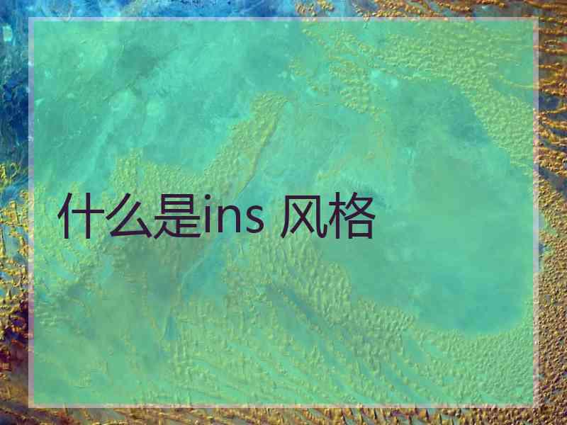 什么是ins 风格