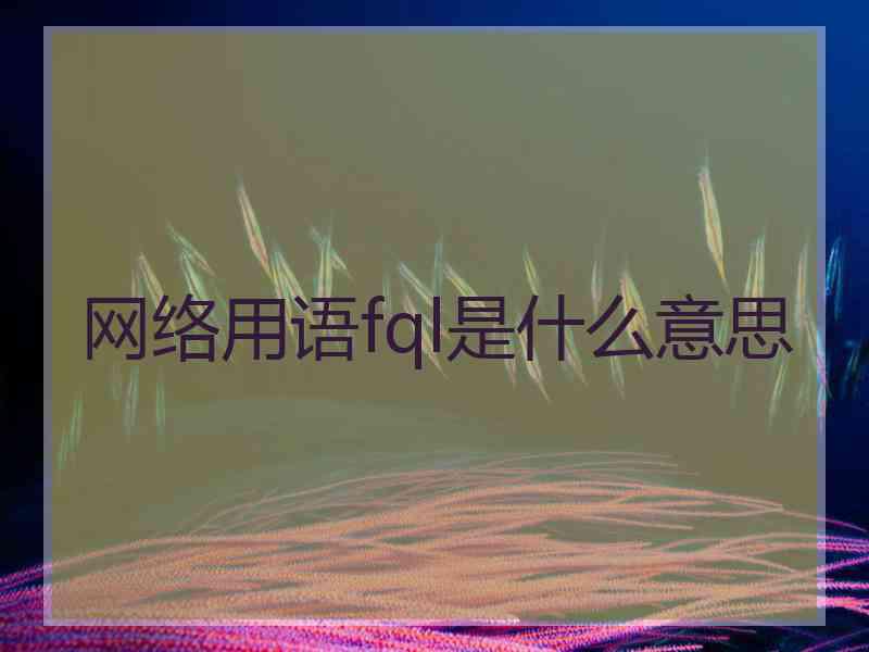 网络用语fql是什么意思