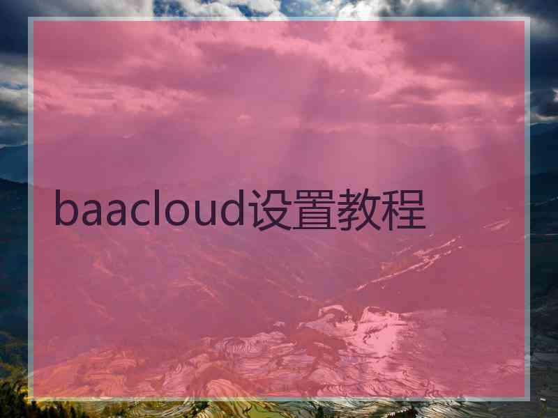 baacloud设置教程