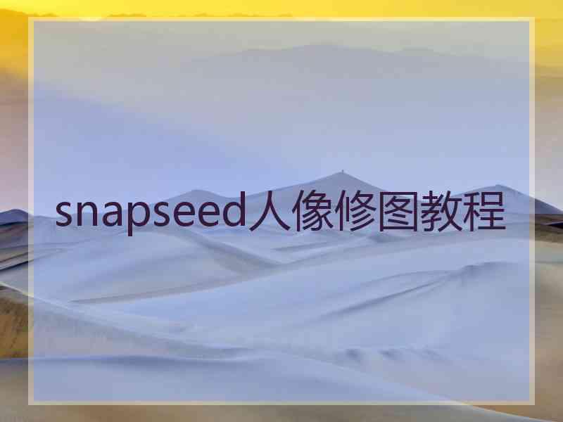 snapseed人像修图教程