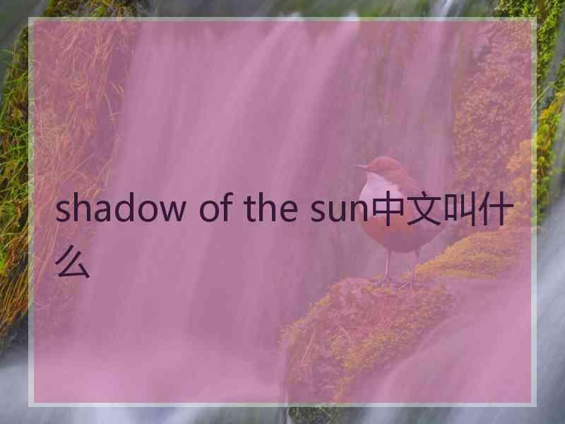 shadow of the sun中文叫什么