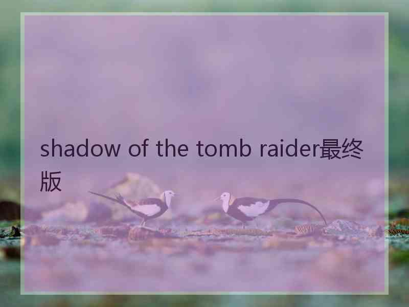 shadow of the tomb raider最终版