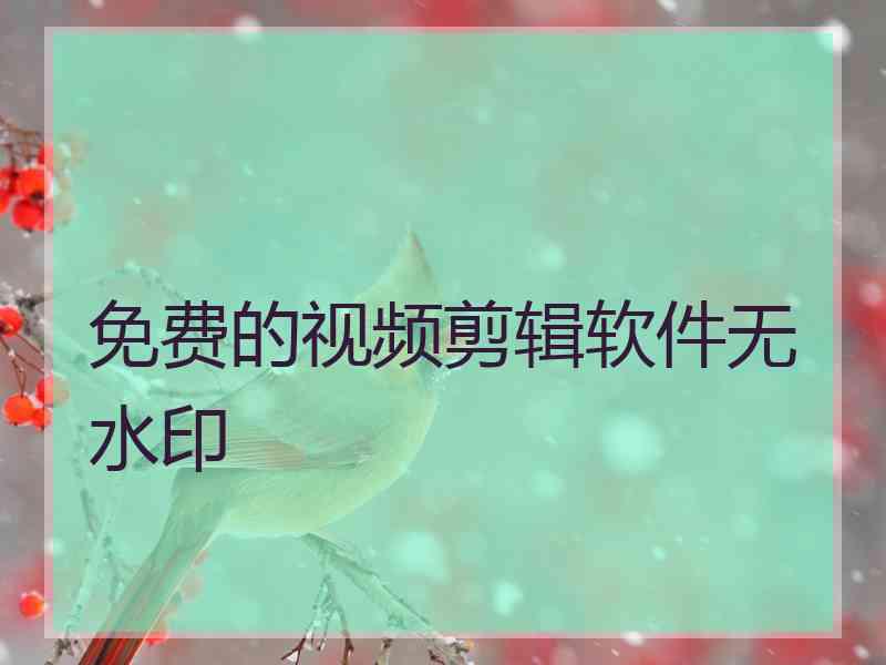 免费的视频剪辑软件无水印