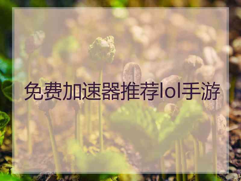 免费加速器推荐lol手游