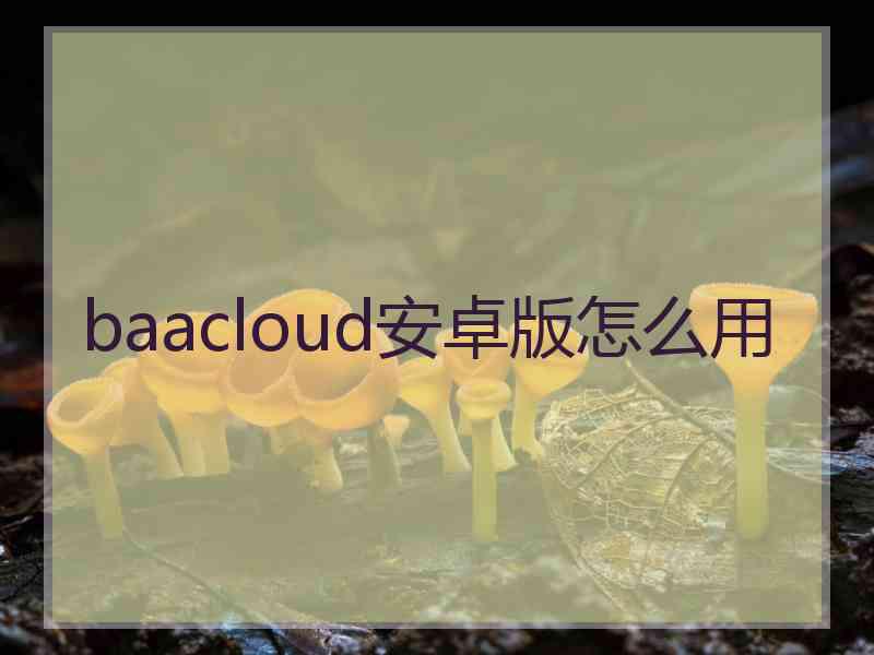 baacloud安卓版怎么用