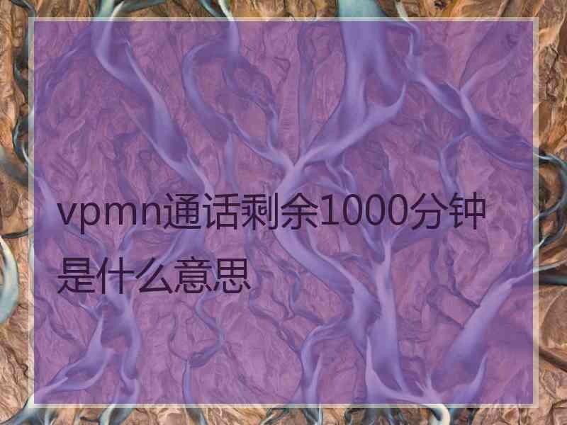 vpmn通话剩余1000分钟是什么意思