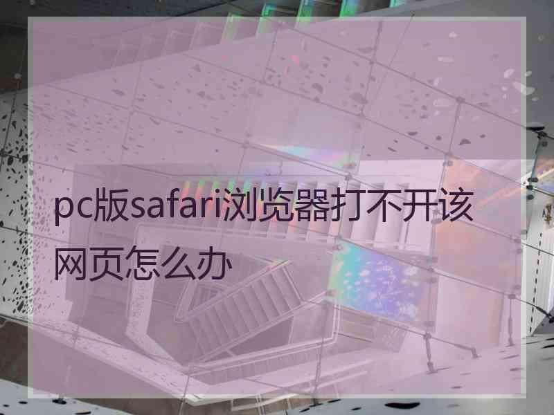 pc版safari浏览器打不开该网页怎么办