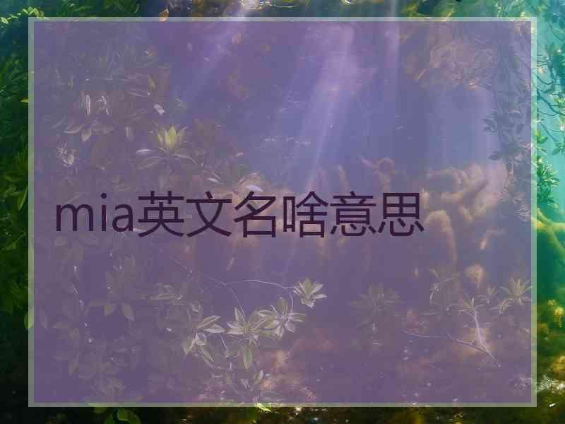 mia英文名啥意思