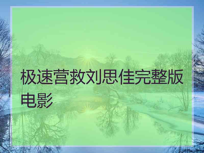 极速营救刘思佳完整版电影