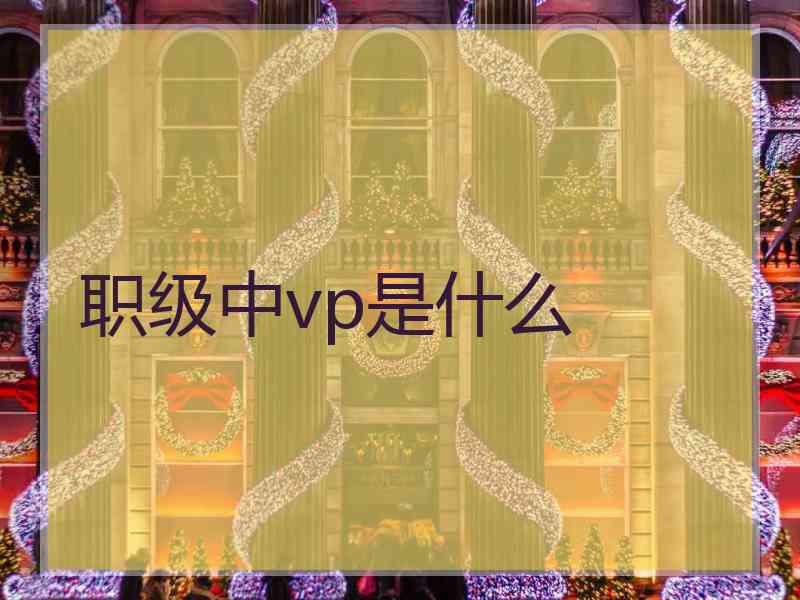 职级中vp是什么