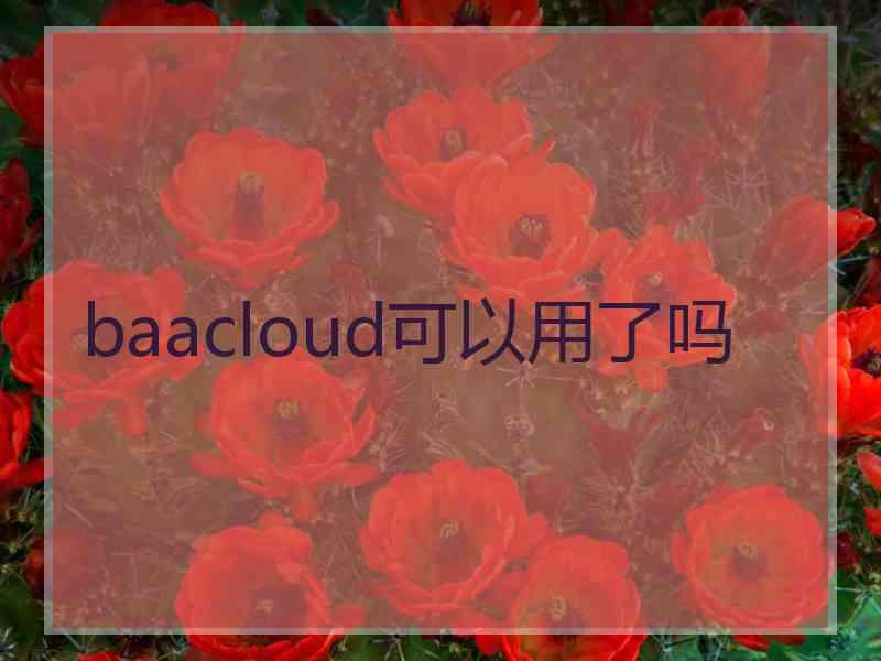 baacloud可以用了吗