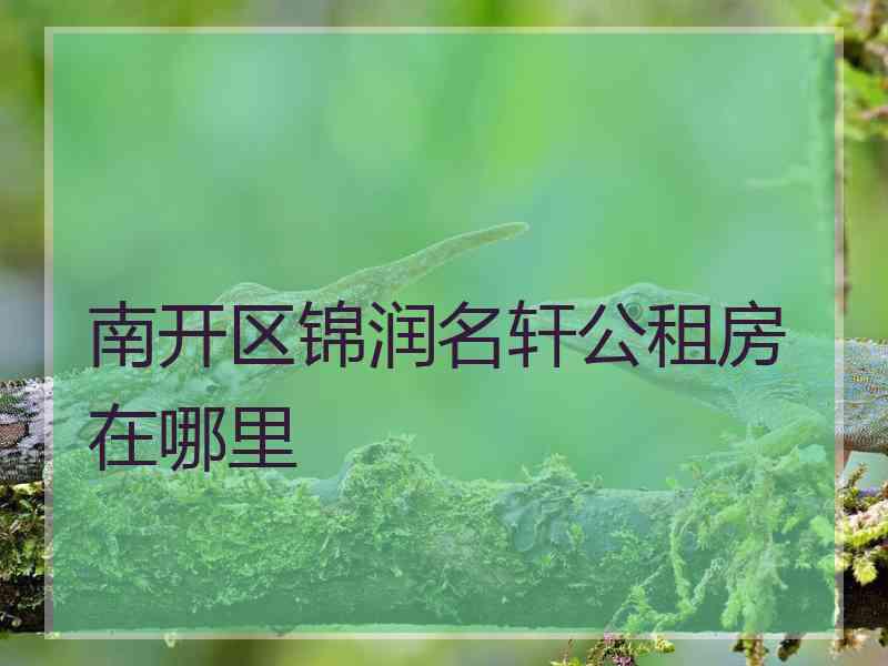 南开区锦润名轩公租房在哪里