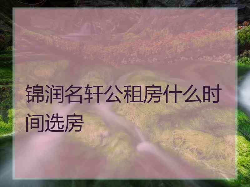 锦润名轩公租房什么时间选房