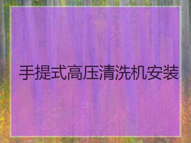 手提式高压清洗机安装