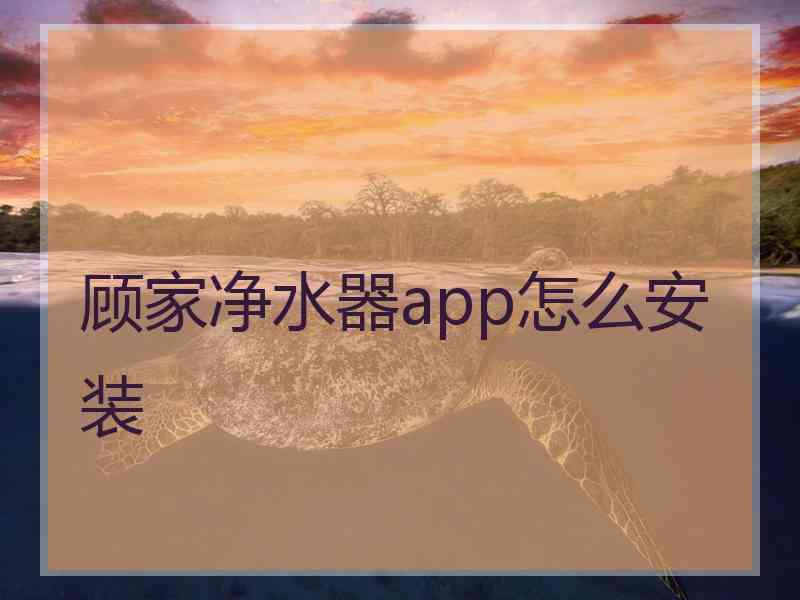 顾家净水器app怎么安装