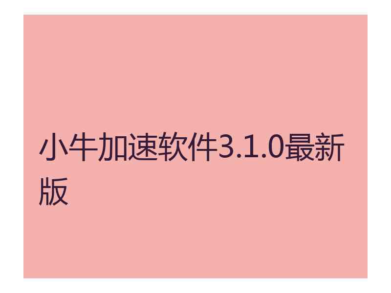 小牛加速软件3.1.0最新版