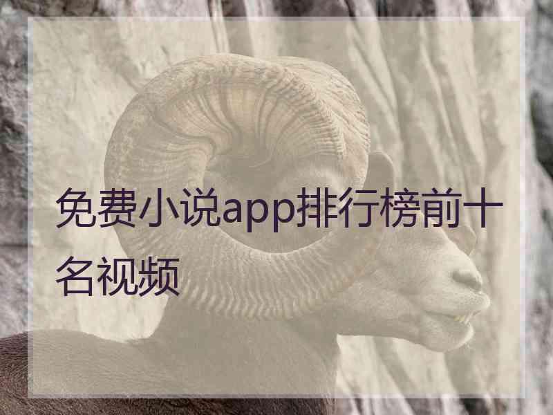 免费小说app排行榜前十名视频