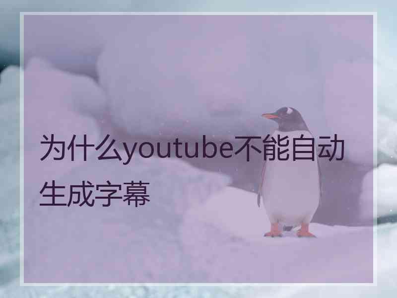 为什么youtube不能自动生成字幕