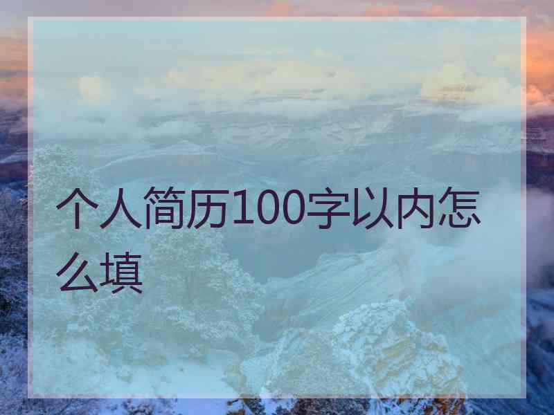 个人简历100字以内怎么填