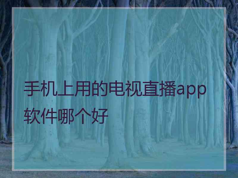 手机上用的电视直播app软件哪个好