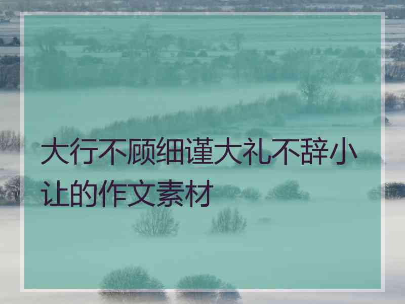 大行不顾细谨大礼不辞小让的作文素材