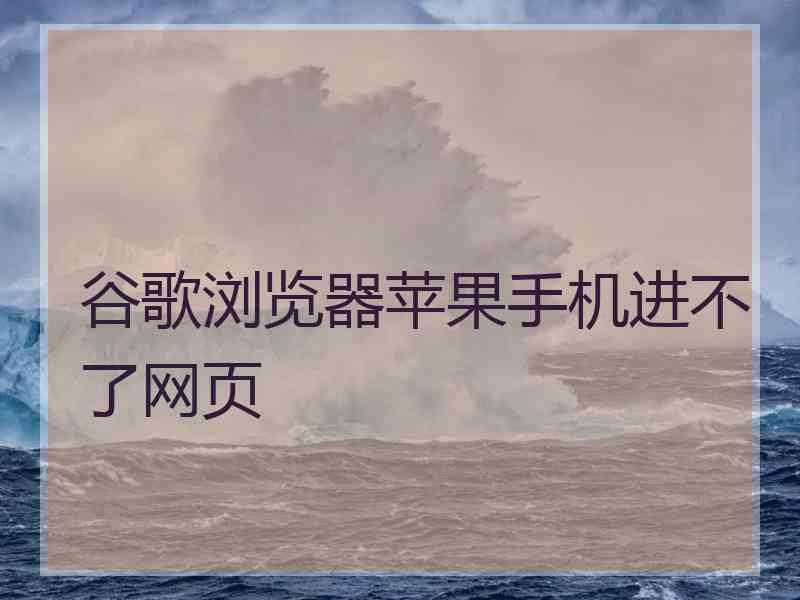 谷歌浏览器苹果手机进不了网页