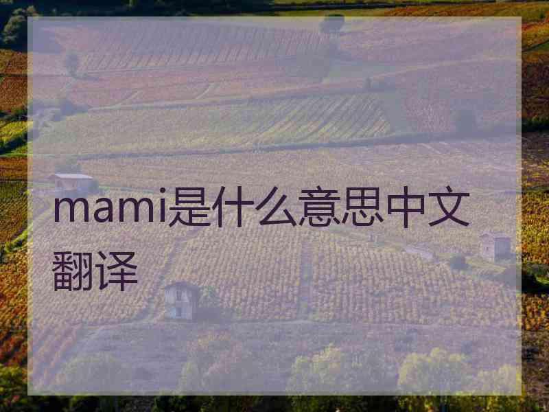 mami是什么意思中文翻译