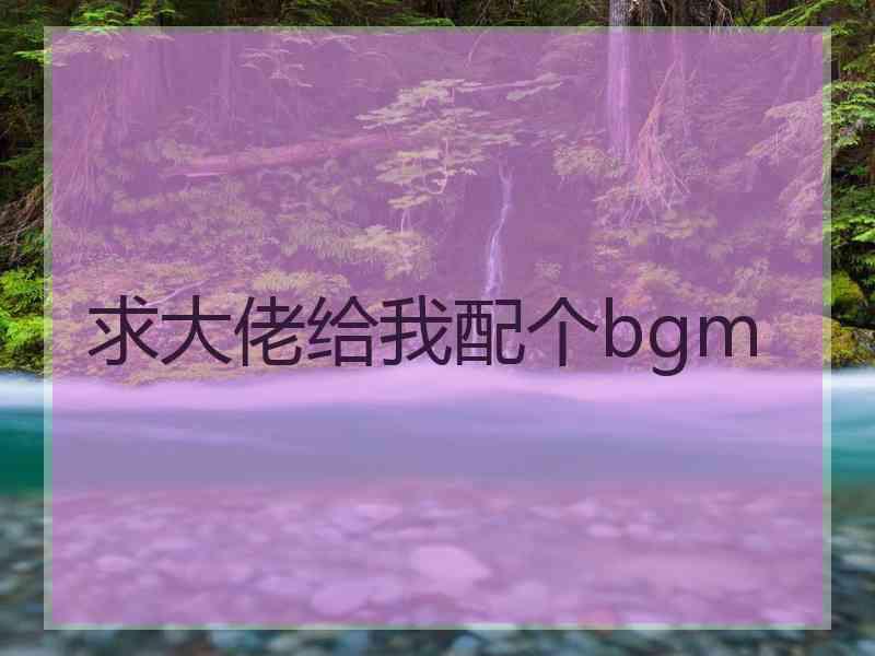 求大佬给我配个bgm