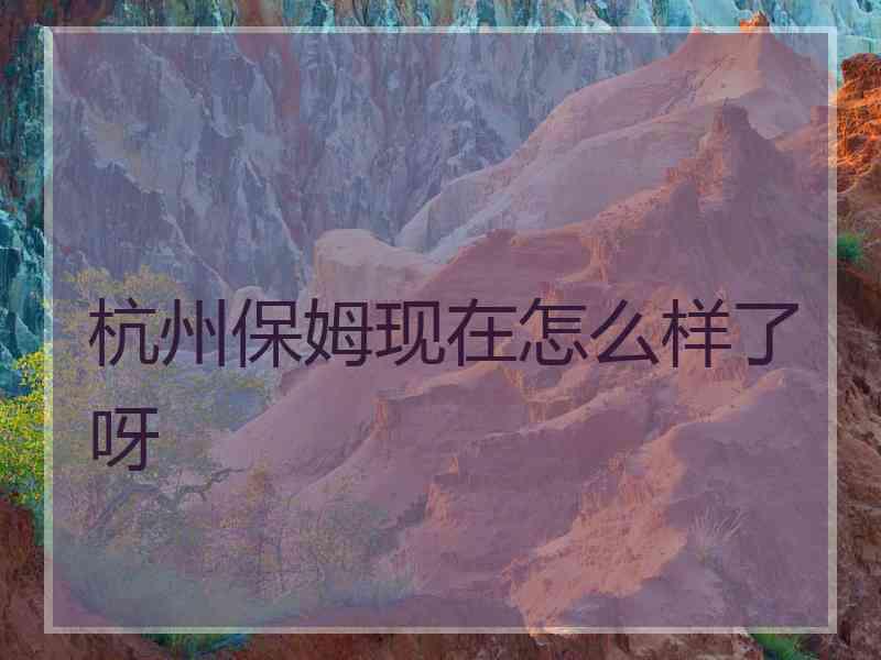 杭州保姆现在怎么样了呀